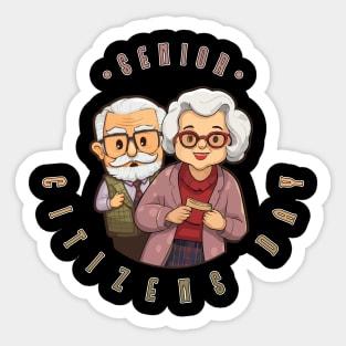 Senior Citizen's Day Elderly Couple Sticker